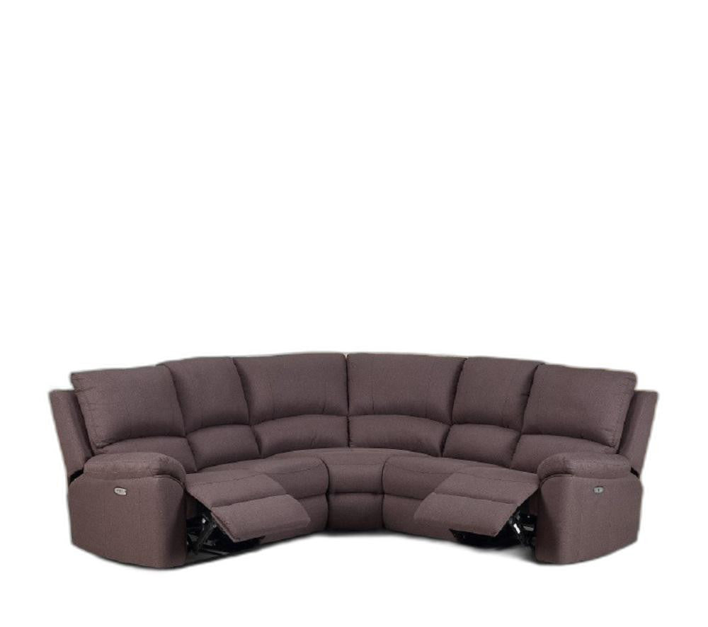 Brown Faux Leather Power Reclining L Shaped Corner Sectional - 99fab 