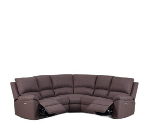 Brown Faux Leather Power Reclining L Shaped Corner Sectional