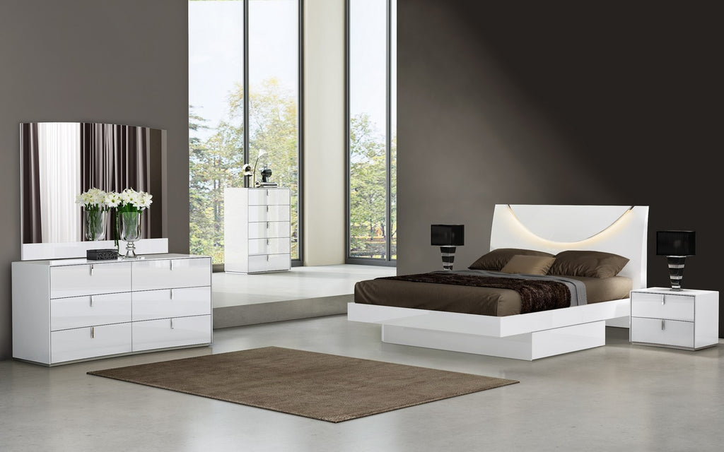 High Gloss White Four Piece King Bedroom Set - 99fab 