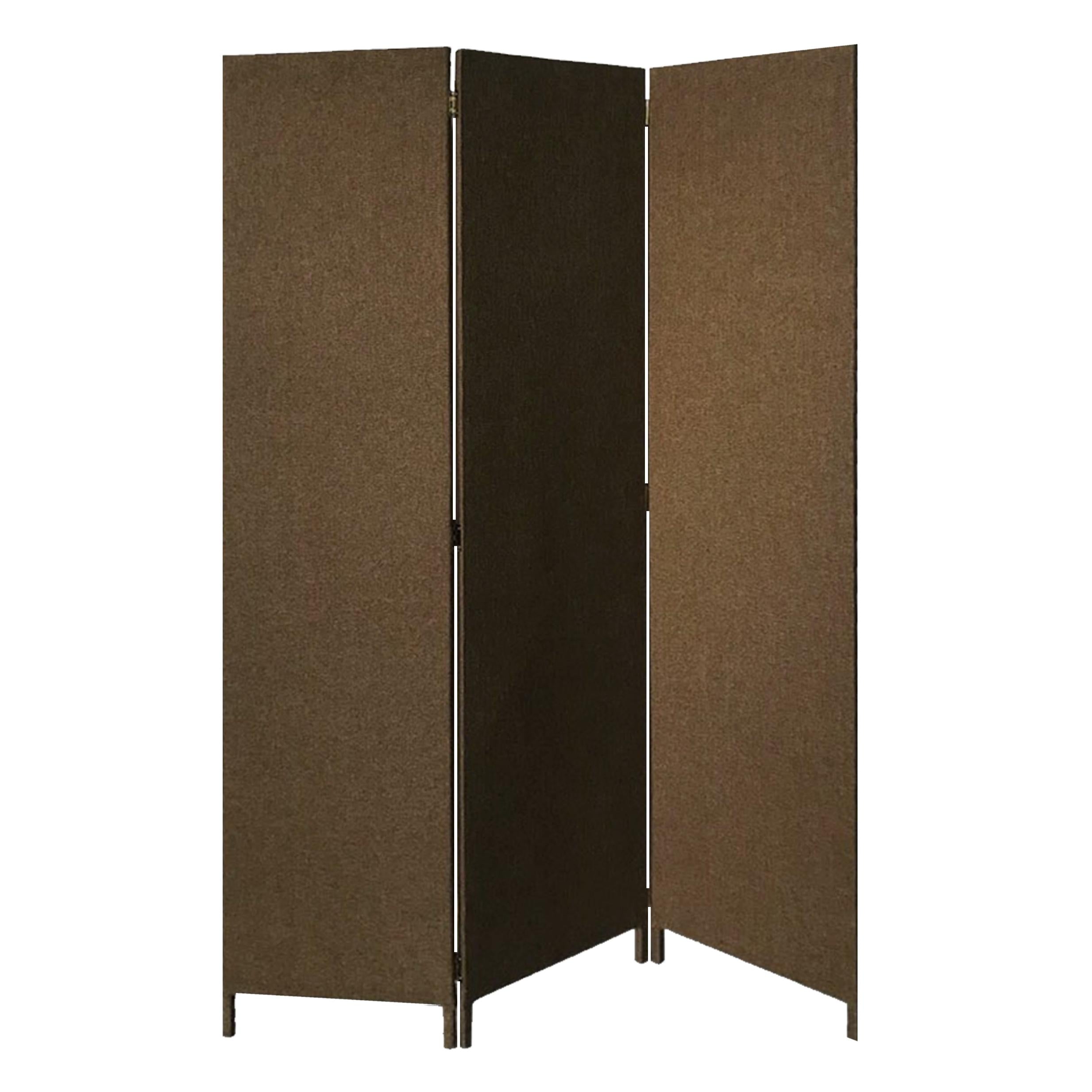 Beige Upholstered 3 Panel Room Divider Screen