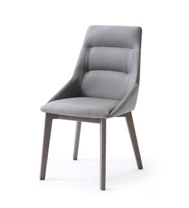 Set Of 2 Grey Faux Leather Dining Chairs