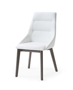 Set Of 2 White Faux Leather Dining Chairs