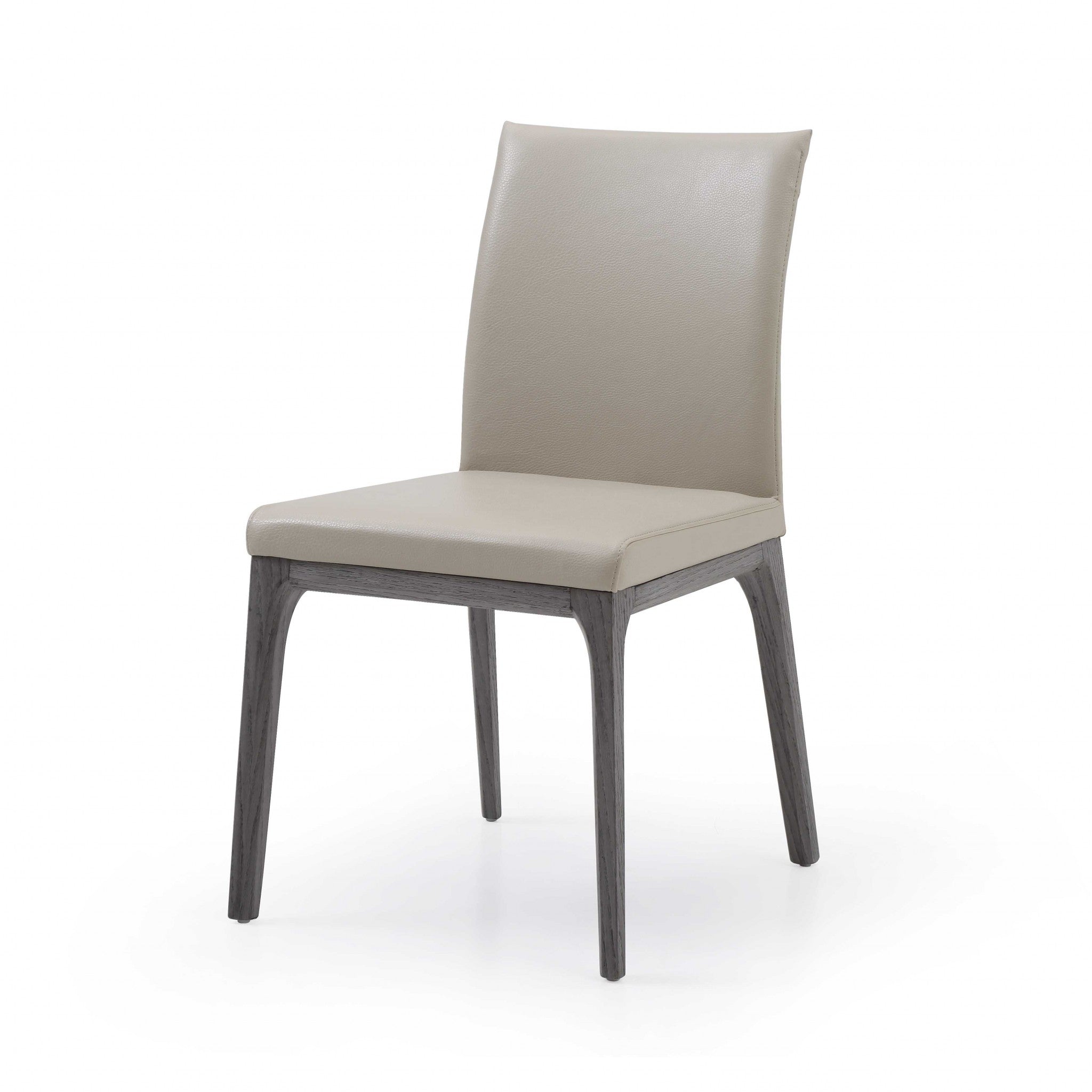 Set Of 2 Taupe Faux Leather Dining Chairs