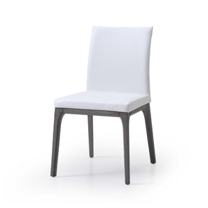 Set Of 2 White Faux Leather Dining Chairs