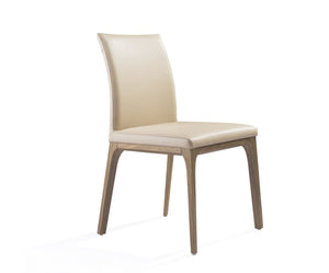 Set Of 2 Taupe Faux Leather Dining Chairs