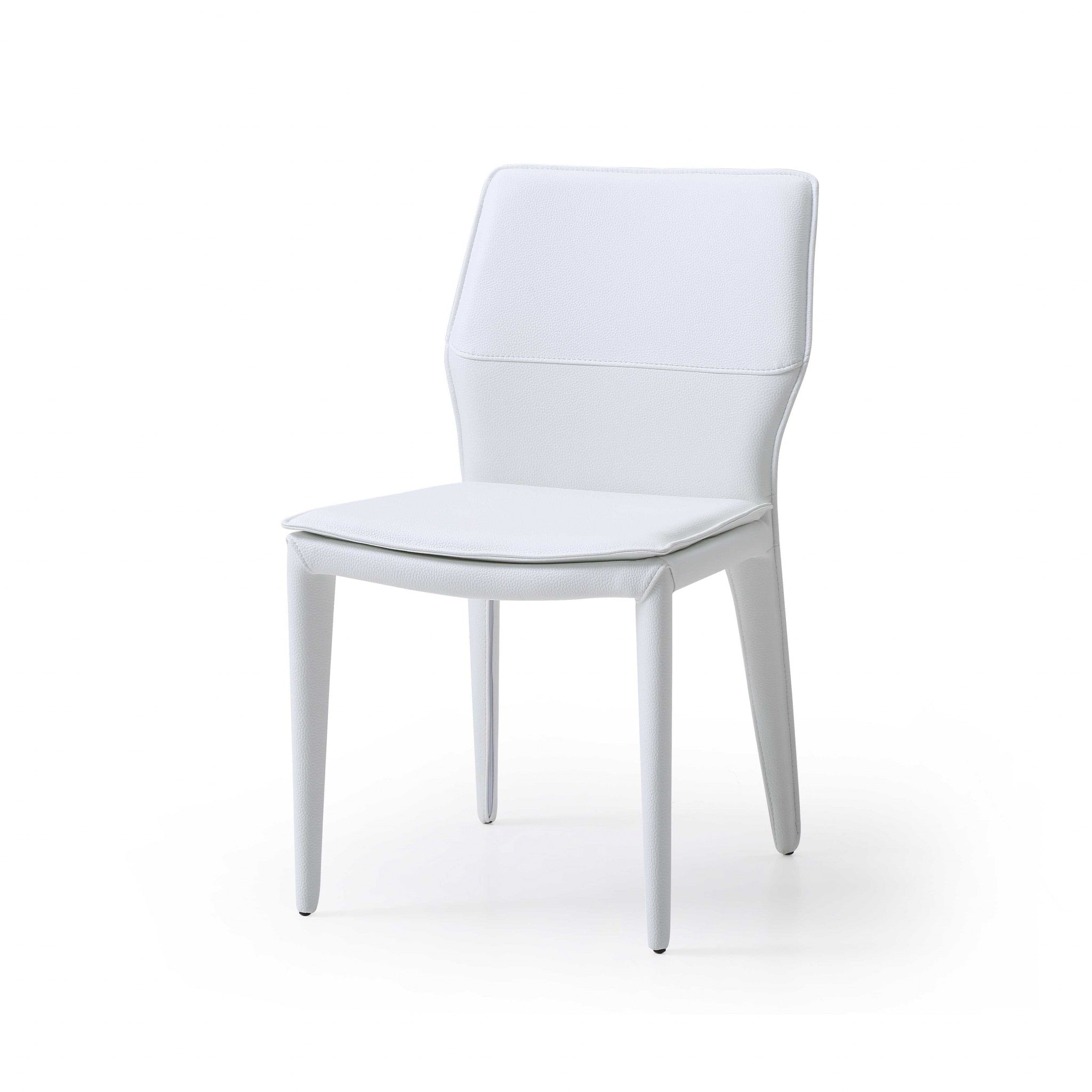 Set Of 2 White Faux Leather Dining Chairs