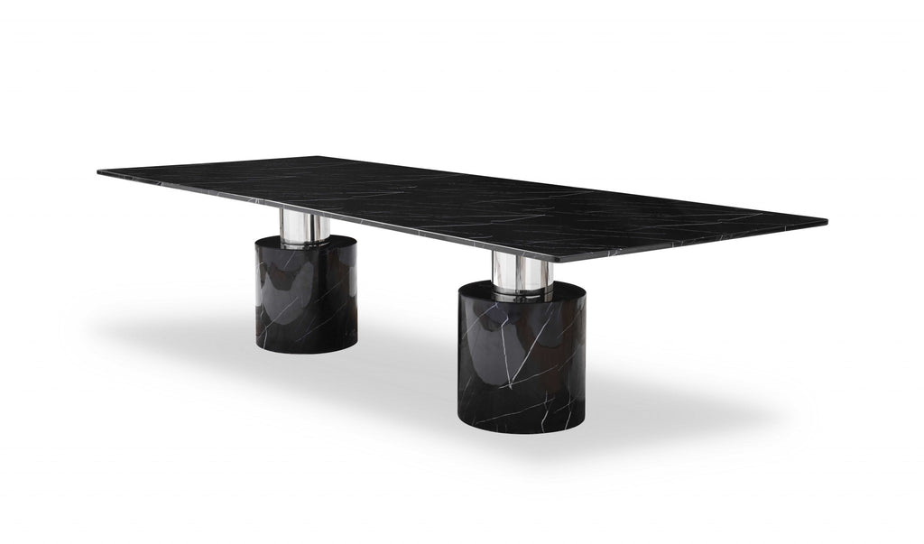 120 X 48 X 30 Black Marble Stainless Steel Dining Table - 99fab 