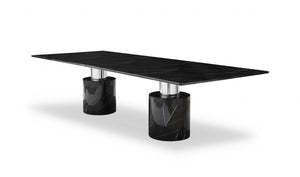 120 X 48 X 30 Black Marble Stainless Steel Dining Table