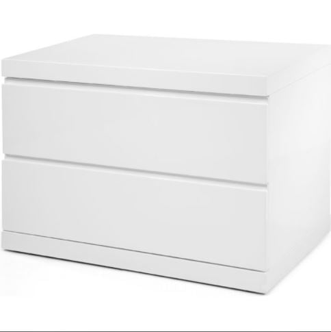 20" White Two Drawers Nightstand