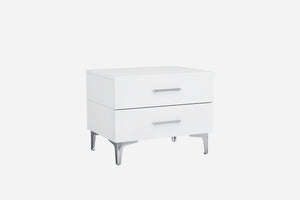 21" White Two Drawers Nightstand