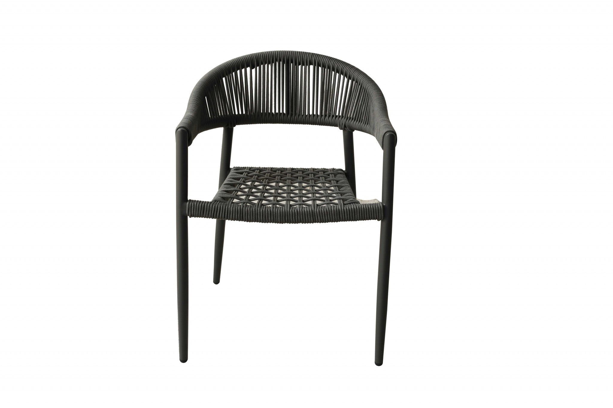 Set Of 4 Gray Open Weave Patio Arm Chairs