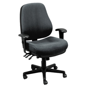 Black Fabric Tufted Seat Swivel Adjustable Task Chair Fabric Back Plastic Frame