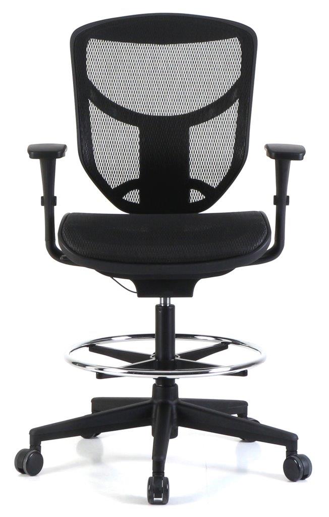 Black Fabric Seat Swivel Adjustable Drafting Chair Mesh Back Plastic Frame - 99fab 