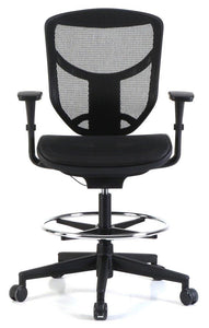 Black Fabric Seat Swivel Adjustable Drafting Chair Mesh Back Plastic Frame