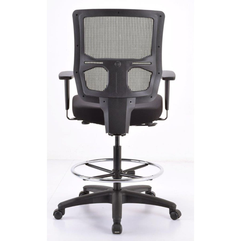 Black Fabric Seat Swivel Adjustable Drafting Chair Mesh Back Plastic Frame - 99fab 