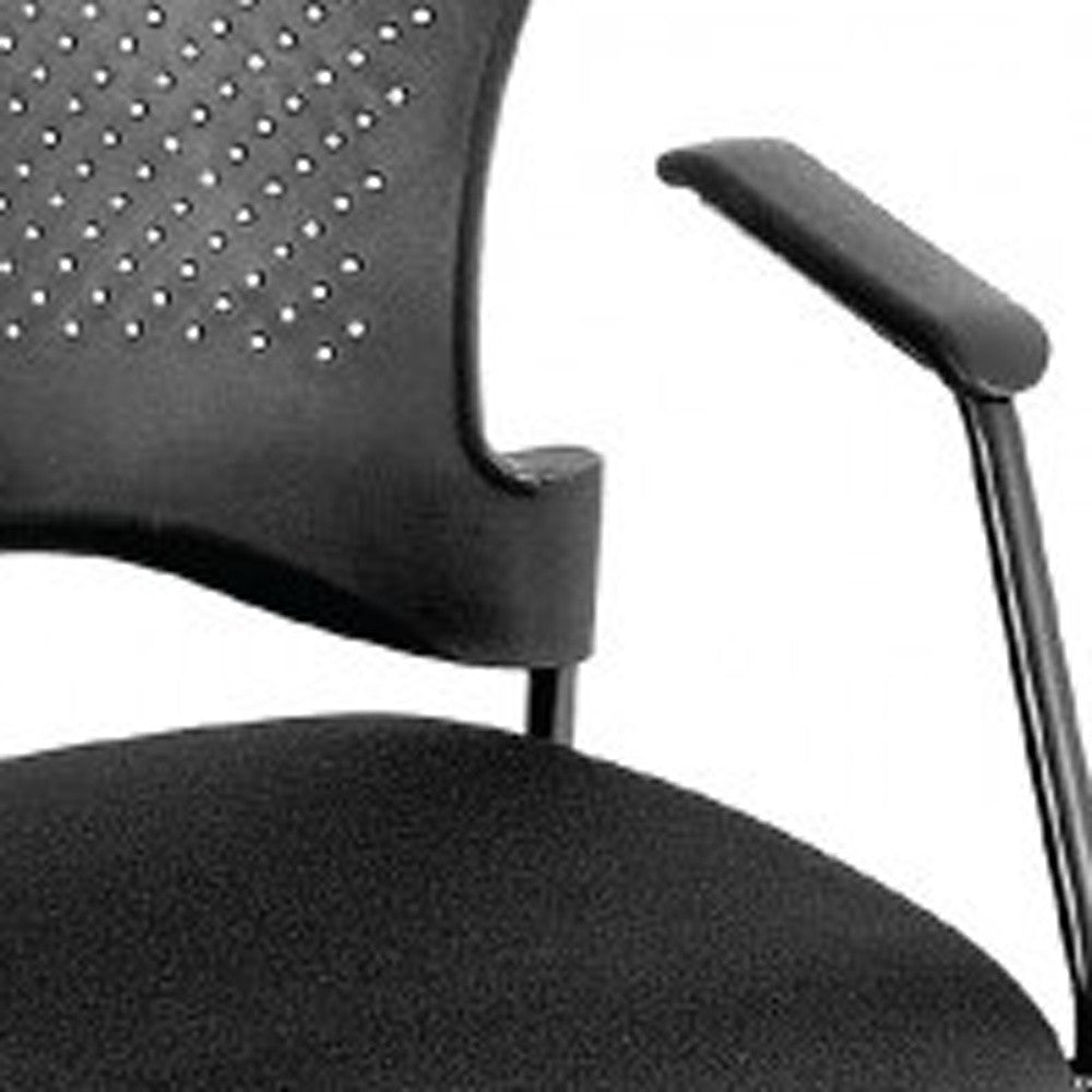 Set Of Two Black Fabric Seat Swivel Adjustable Task Chair Plastic Back Plastic Frame - 99fab 