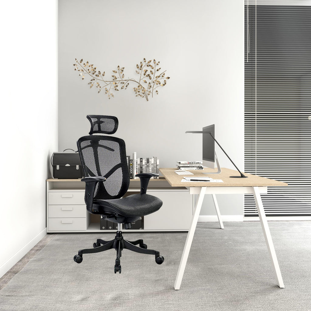 Black Mesh Seat Swivel Adjustable Executive Chair Mesh Back Plastic Frame - 99fab 