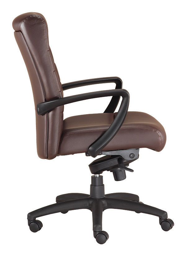 Brown Faux Leather Tufted Seat Swivel Adjustable Task Chair Leather Back Plastic Frame - 99fab 