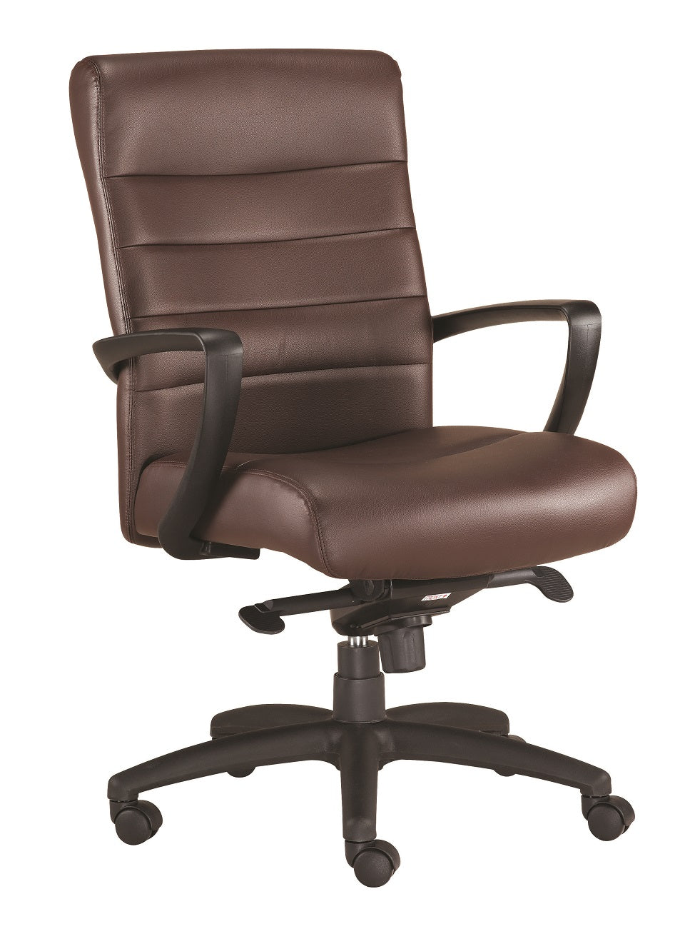 Brown Faux Leather Tufted Seat Swivel Adjustable Task Chair Leather Back Plastic Frame