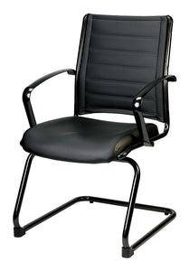 Black Faux Leather Tufted Seat Swivel Task Chair Leather Back Steel Frame