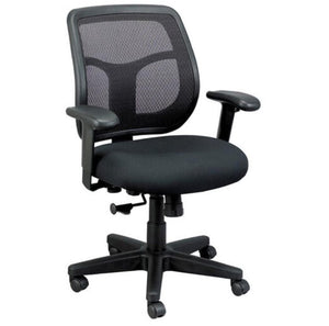 Black Fabric Seat Swivel Adjustable Task Chair Mesh Back Plastic Frame