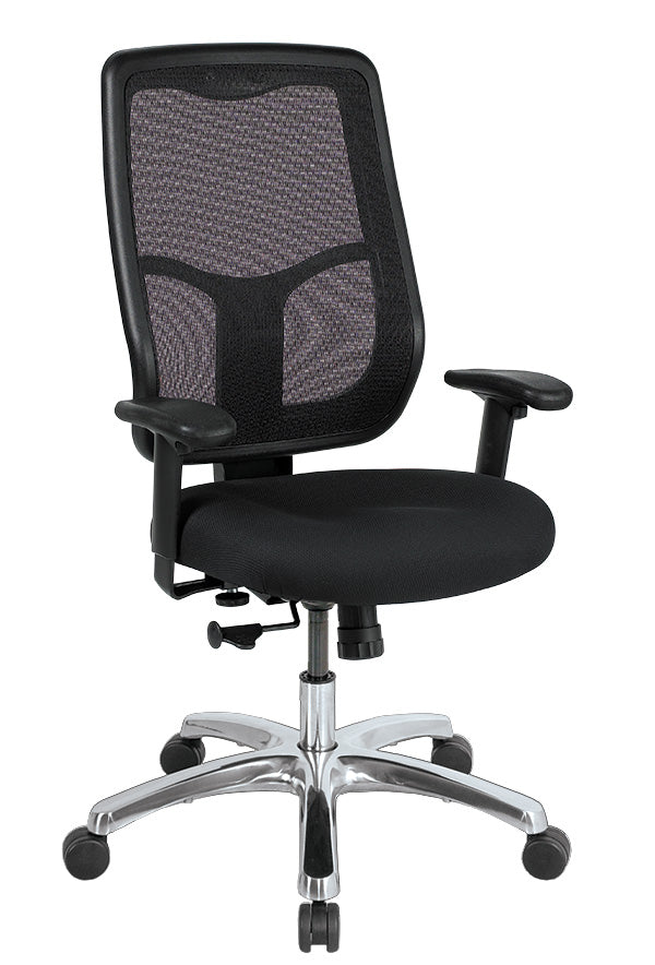 Black Fabric Seat Swivel Adjustable Task Chair Mesh Back Plastic Frame