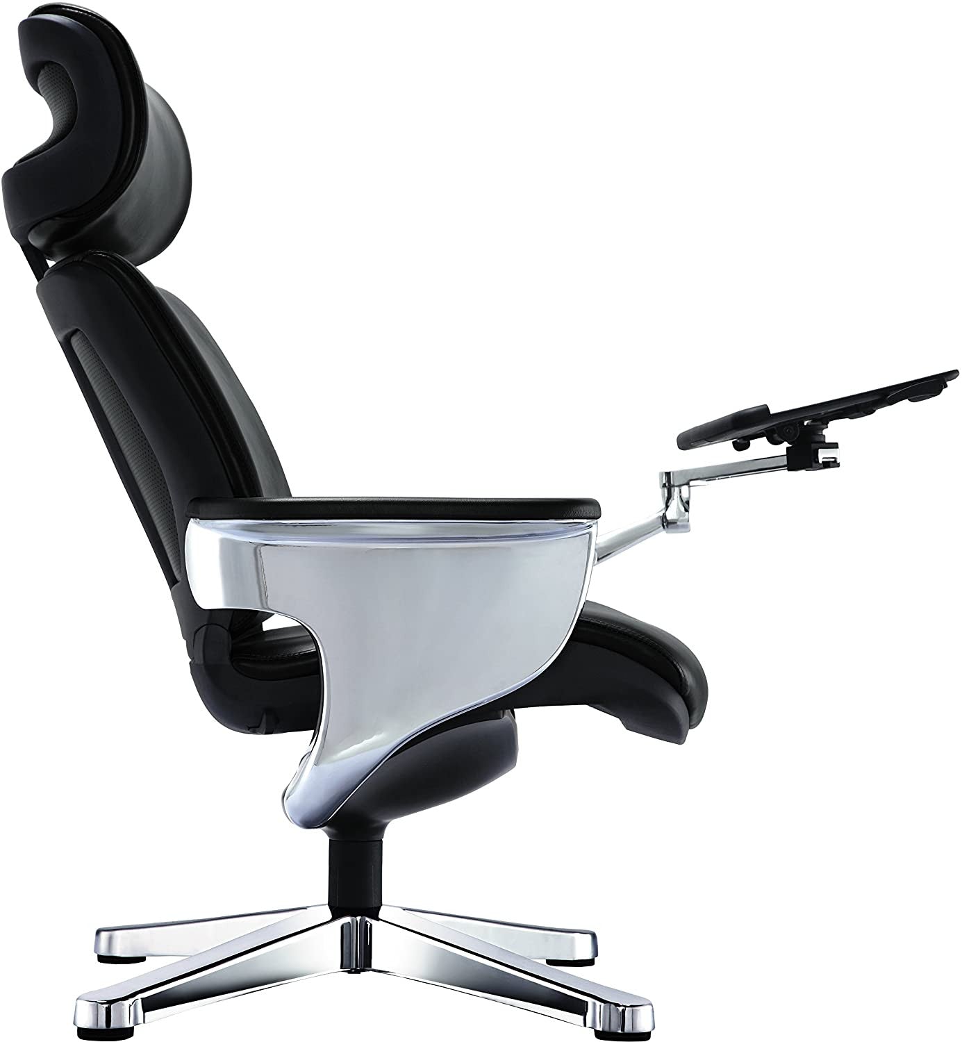 White Faux Leather Seat Swivel Adjustable Executive Chair Leather Back