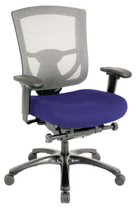 Blue Fabric Seat Swivel Adjustable Task Chair Mesh Back Plastic Frame