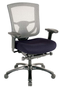 Blue Fabric Seat Swivel Adjustable Task Chair Mesh Back Plastic Frame