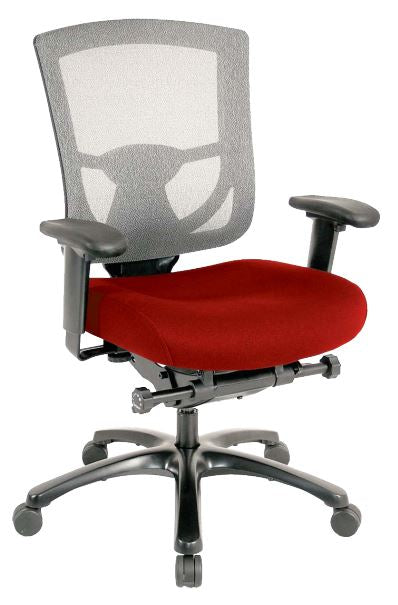 Blue Fabric Seat Swivel Adjustable Task Chair Mesh Back Plastic Frame