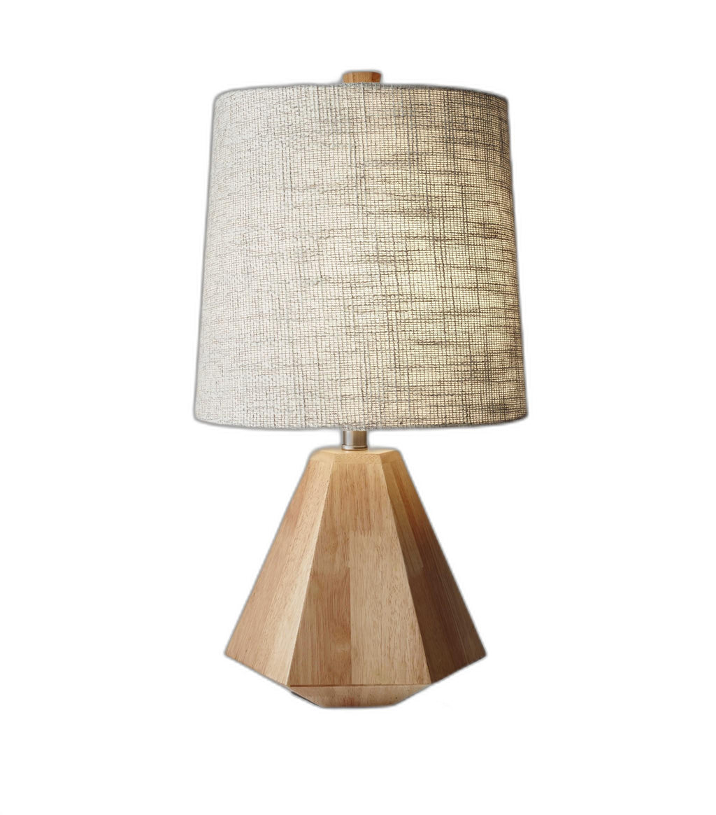 Walnut Wood Finish Geometric Base Table Lamp - 99fab 