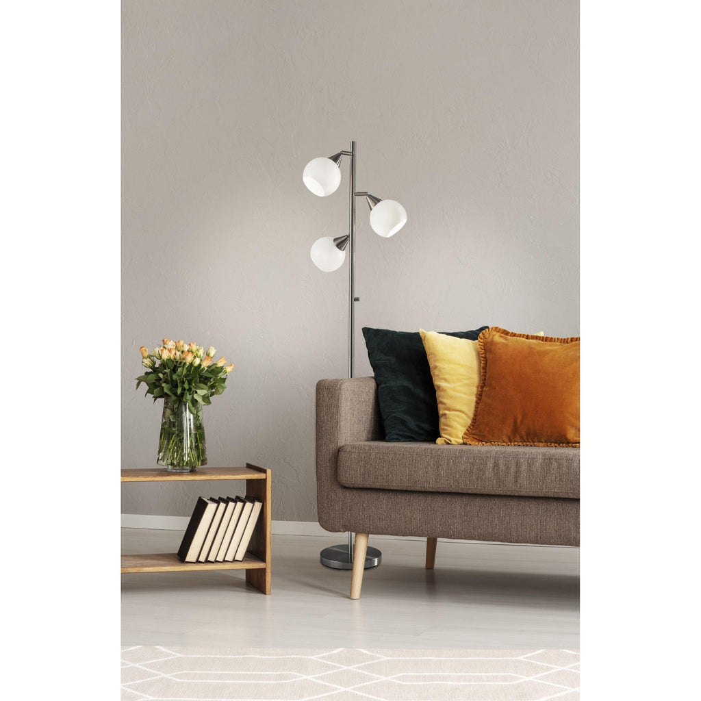 Floor Lamp Brushed Steel Metal Three Adjustable Globes - 99fab 