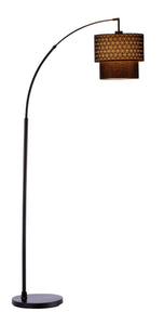 71" Arched Floor Lamp With White Drum Shade