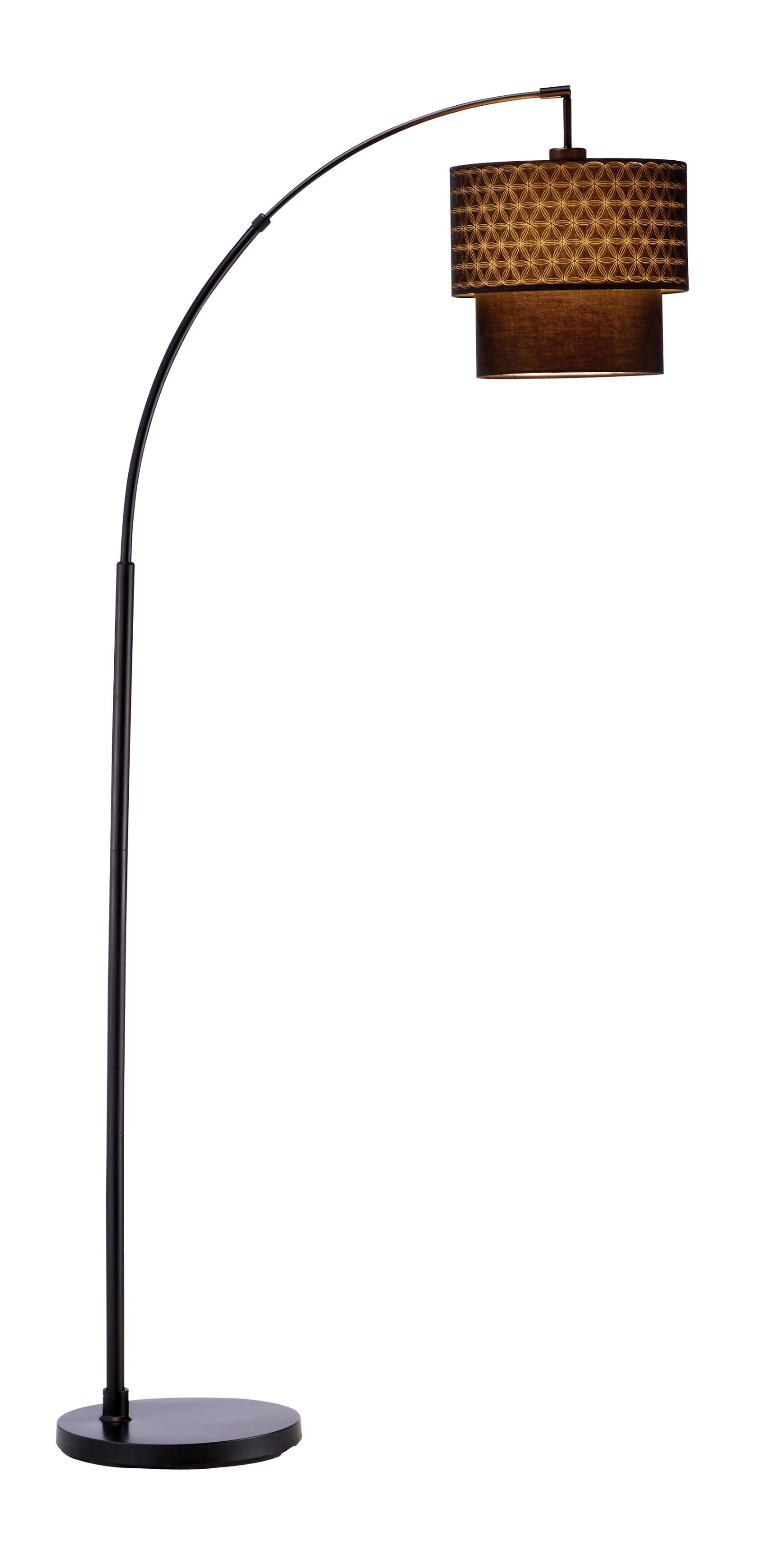 71" Arched Floor Lamp With White Drum Shade