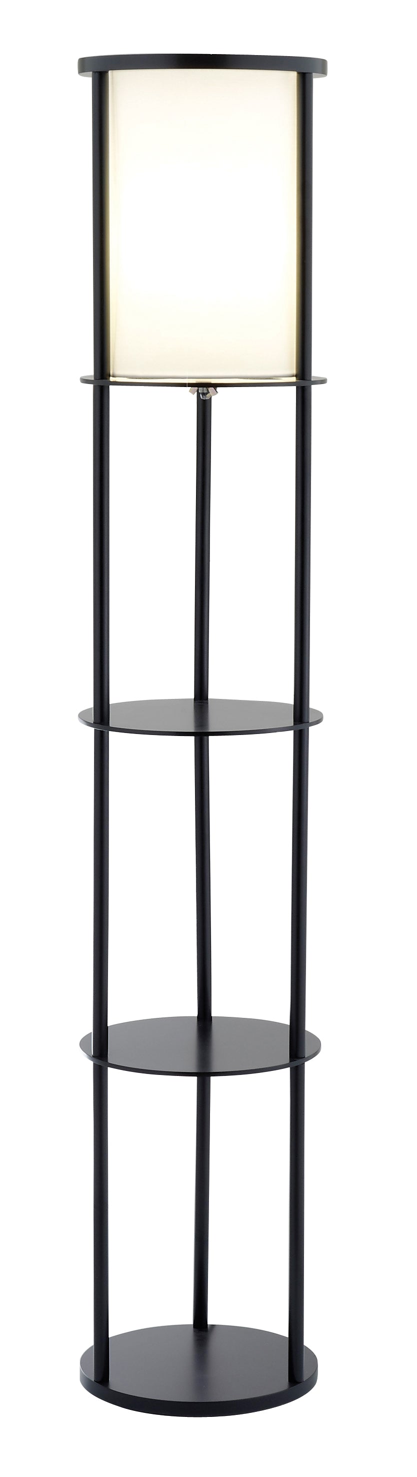 Black Wood Finish Floor Lamp With Circular Storage Shelves - 99fab 