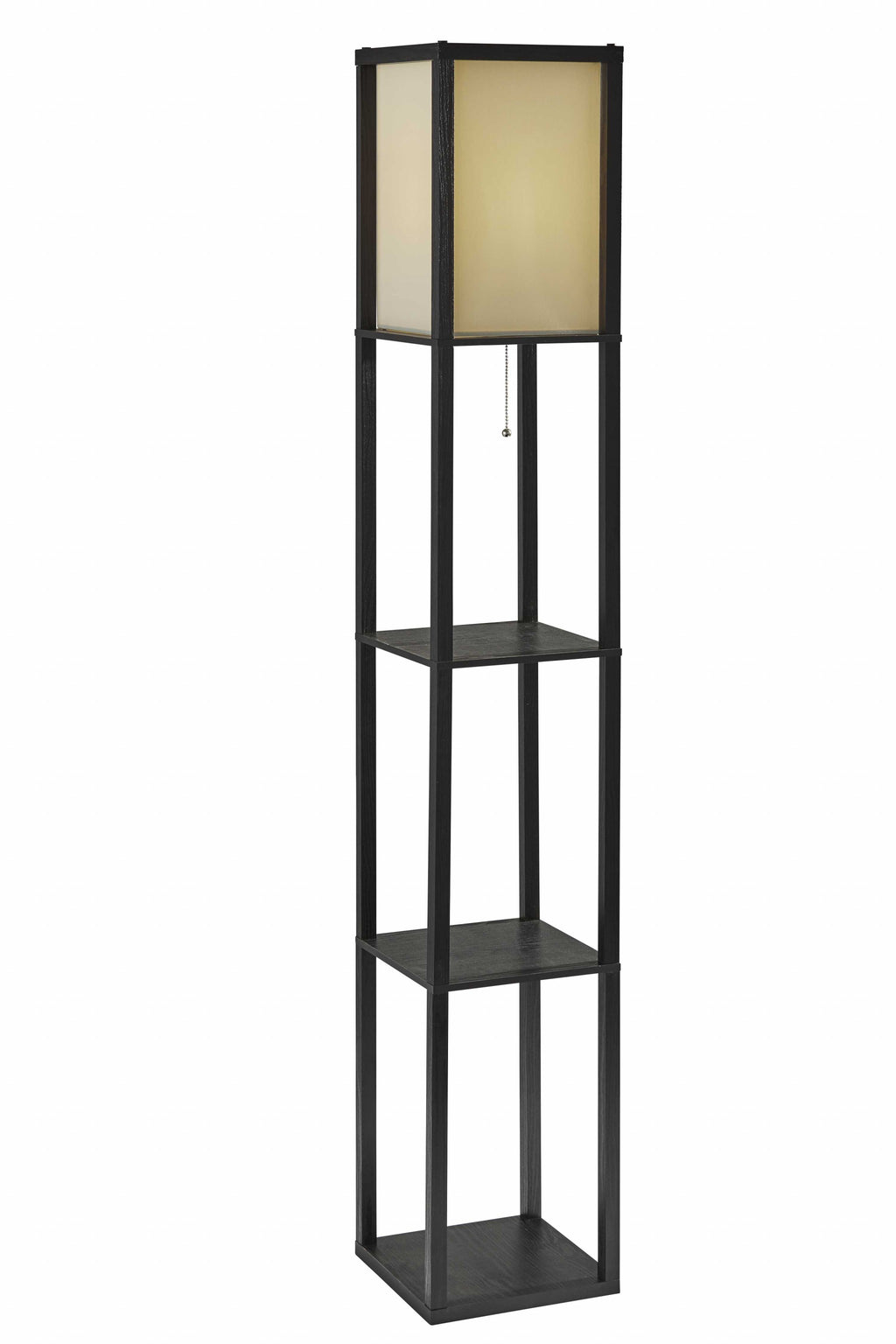 Floor Lamp With Walnut Wood Finish Storage Shelves - 99fab 