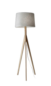 59" Tripod Floor Lamp With Brown Drum Shade