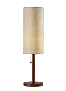 31" Walnut Solid Wood Standard Table Lamp With Beige Shade