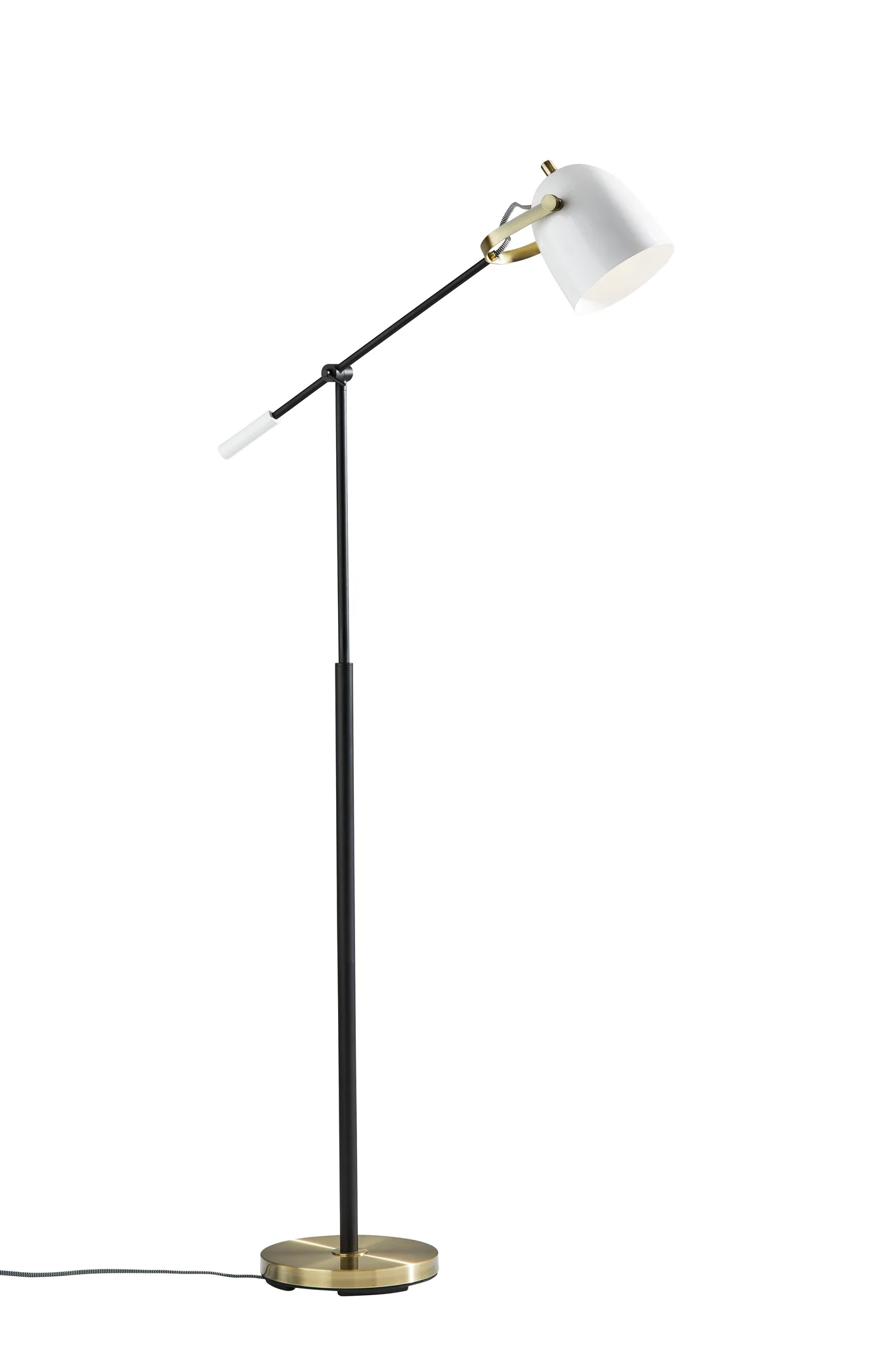 65" Gold Task Floor Lamp With White Bowl Shade