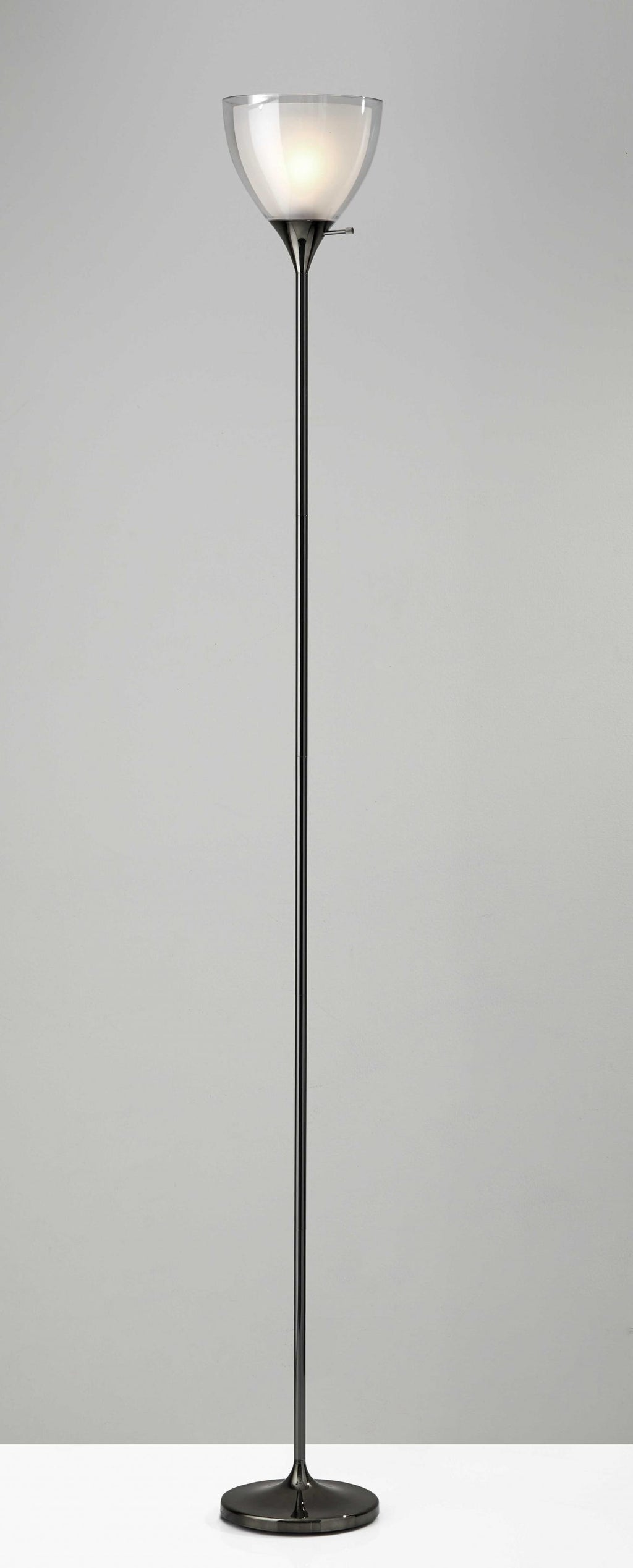 Shiny Chrome Finish Metal Torchiere Floor Lamp With Frosted Inner Shade - 99fab 