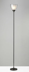 Shiny Chrome Finish Metal Torchiere Floor Lamp With Frosted Inner Shade