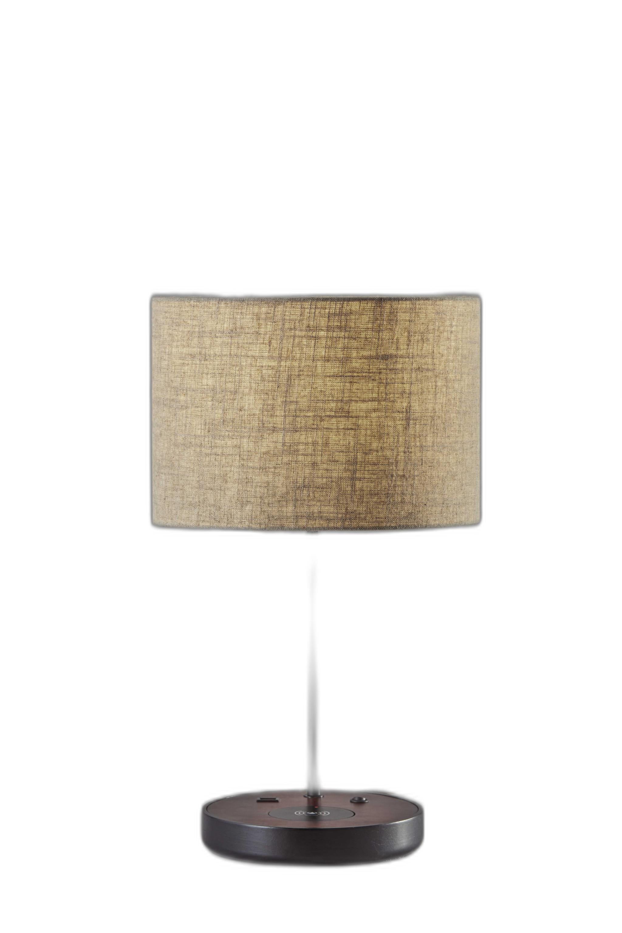 Matte Black Metal Wood Wireless Charging Table Lamp