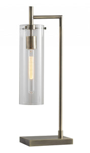 24" Brass Novelty With Clear Cylinder Shade