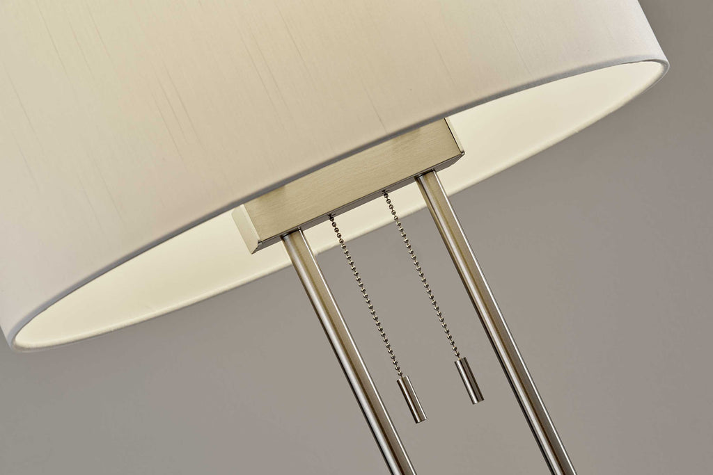 Dual Pole Floor Lamp In Brushed Steel Metal - 99fab 