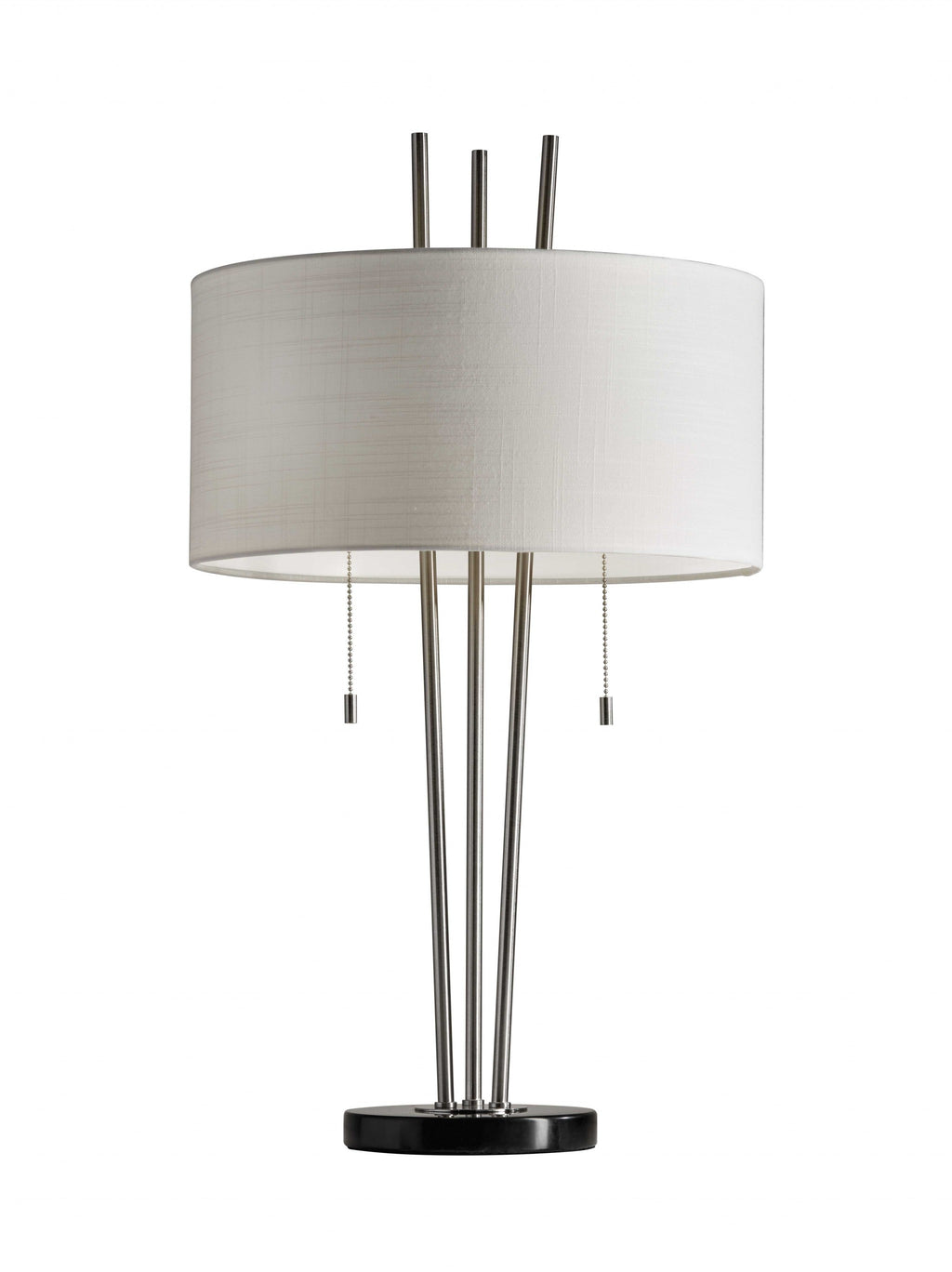 Stylish Triple Pole Brushed Steel Metal Table Lamp - 99fab 