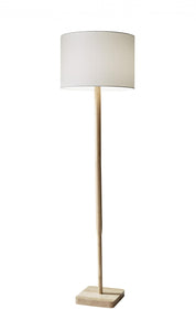 59" Solid Wood Traditional Shaped Floor Lamp With White Drum Shade