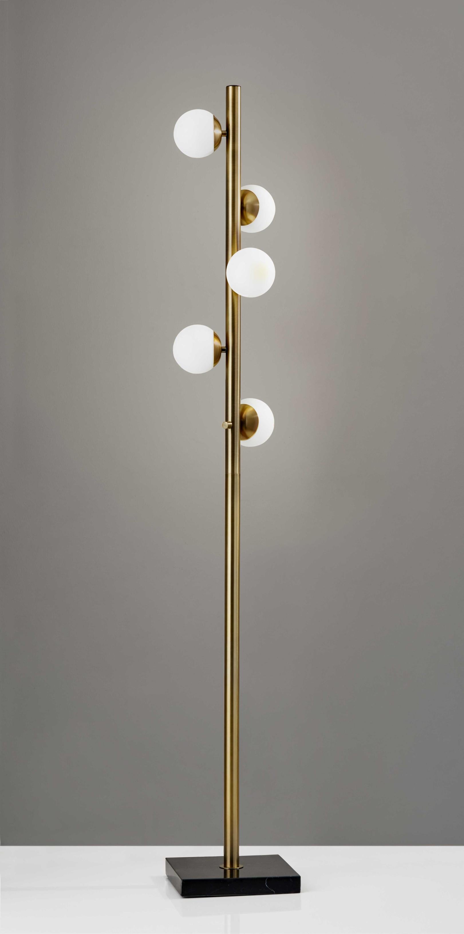 Swirled Sphere Brass Metal Led Floor Lamp