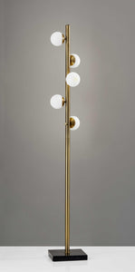 Swirled Sphere Brass Metal Led Floor Lamp