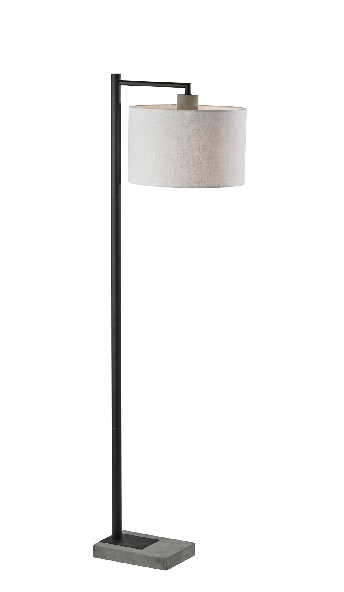 61" Swing Arm Floor Lamp With White Drum Shade