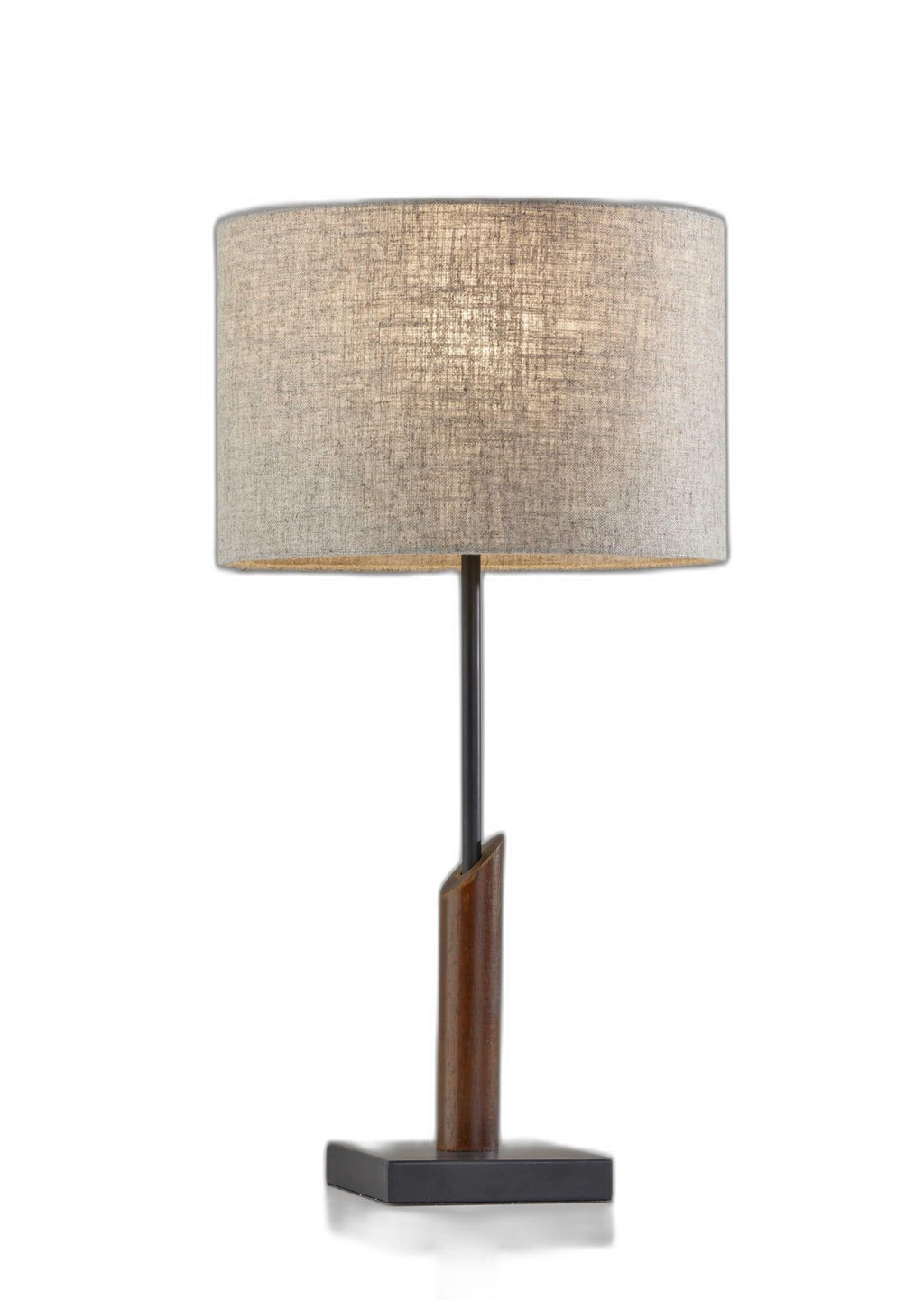 Sculptural Wood Black Metal Table Lamp - 99fab 